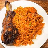 Jollof Spaghetti & Turkey or Goat Meat image