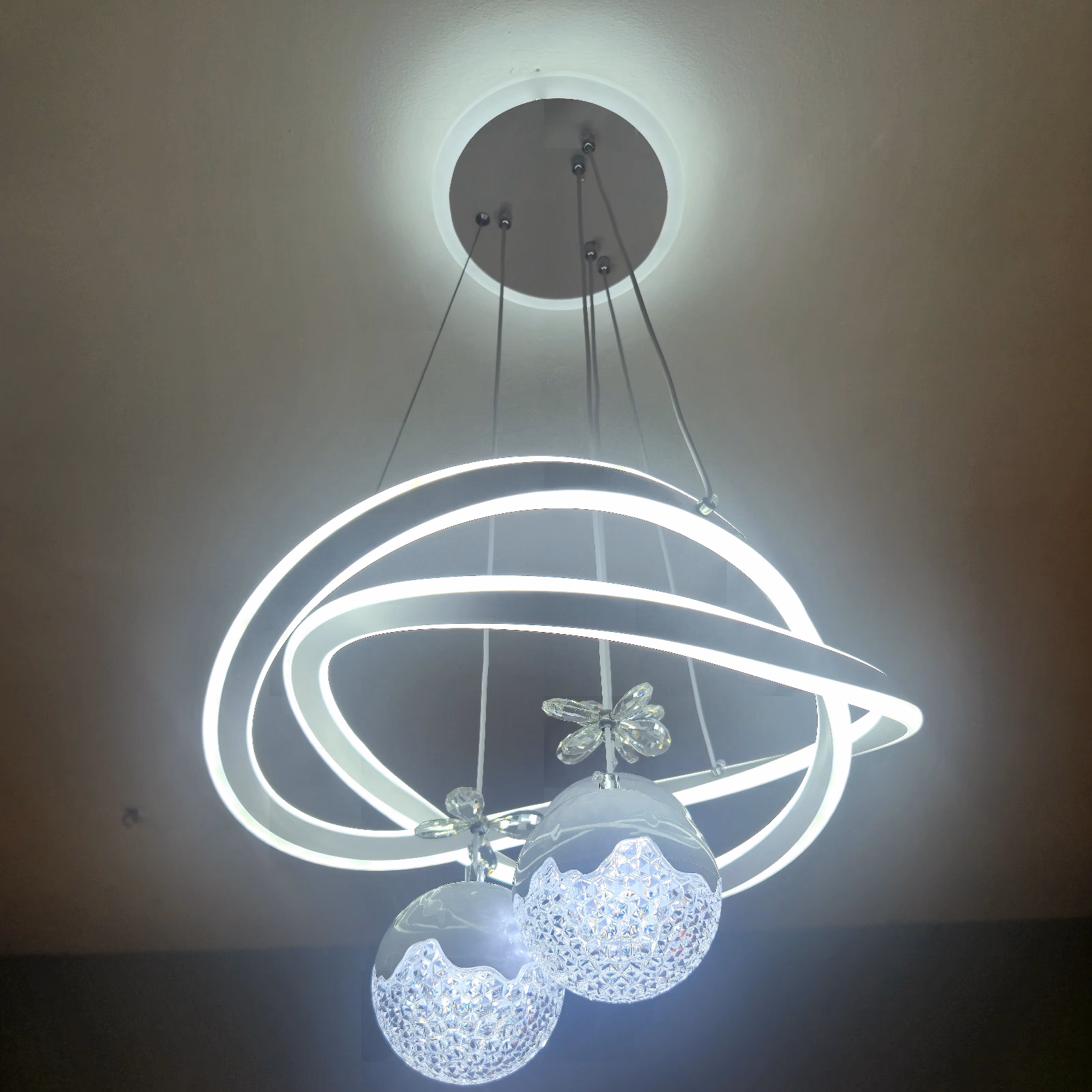 The 'Nebula Twist' Dual Crystal LED Chandelier image